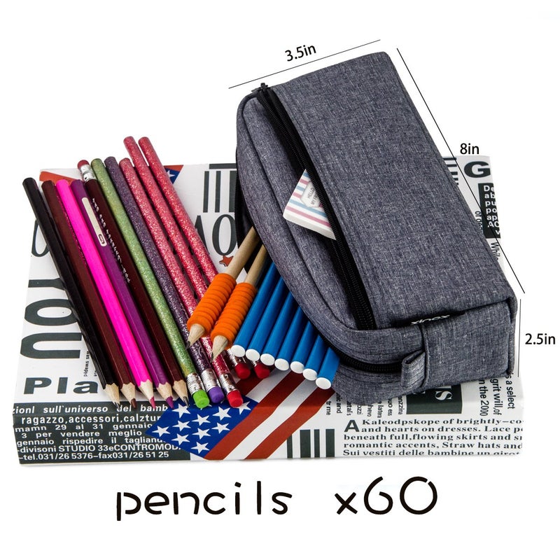 Xincx Big Capacity Pencil Case, Multi-colored Pen Pouch, Cosmetic Bag with Zipper - Navy Blue - Image 2